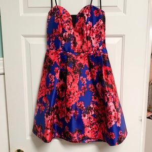 Floral Cocktail/Homecoming Strapless Dress